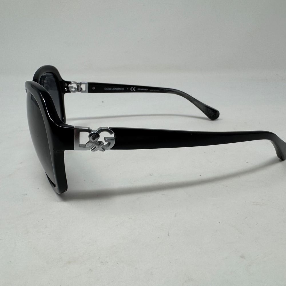 Dolce & Gabbana DG4163P Black Polarized Butterfly Sunglasses Silver Logo 501/T3 - Picture 4 of 7